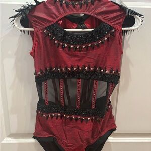 Glamour Red and Black Womens Dance Costume